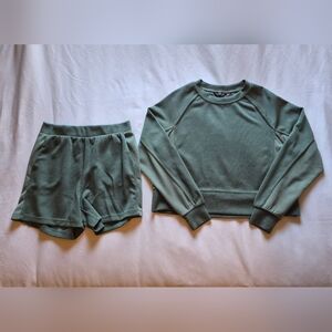 Danskin Teal Ribbed Lounge Set XS | Soft Long Sleeve Top & Shorts